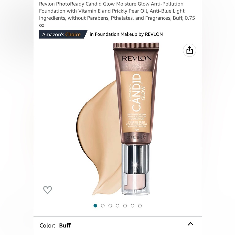 NWT 120 Buff Revlon PhotoReady Candid Glow Moisture Glow Foundation Buff # 120